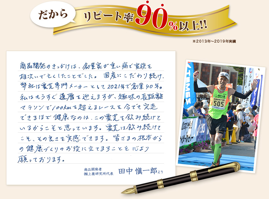 リピート率90％以上
