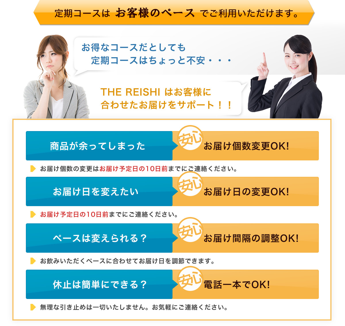 定期コースは お客様のペース でご利用いただけます。