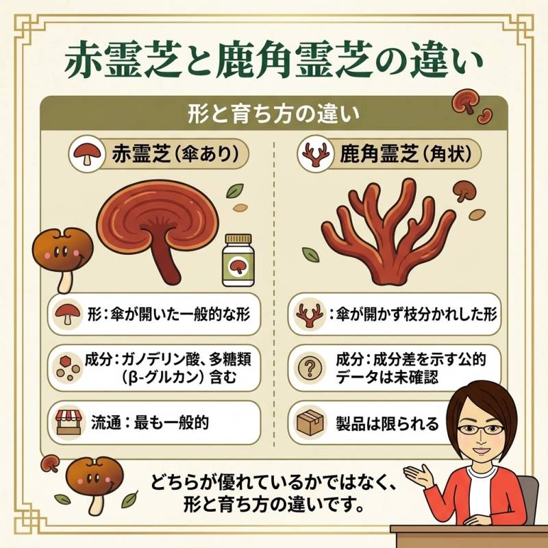 赤霊芝と鹿角霊芝の違い