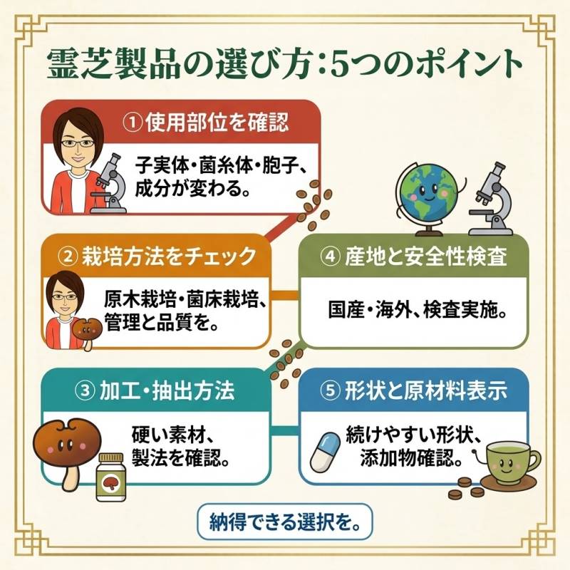 霊芝製品の選び方:5つのポイント
