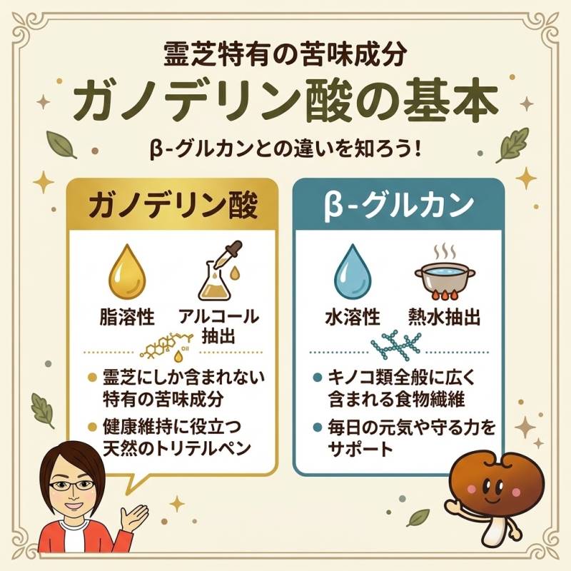 霊芝のみに含まれる「ガノデリン酸」とは?強い苦味の正体と成分の特徴
