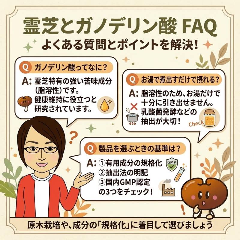 【霊芝 ガノデリン酸】のよくある質問(FAQ)